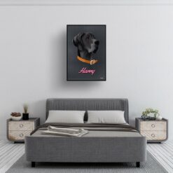 Bubblegum Custom Mid Century Retro Dog Portrait - Framed & Un-framed Pet illustration print from photo 12 retro pet portraits dog bubblegum print bedroom