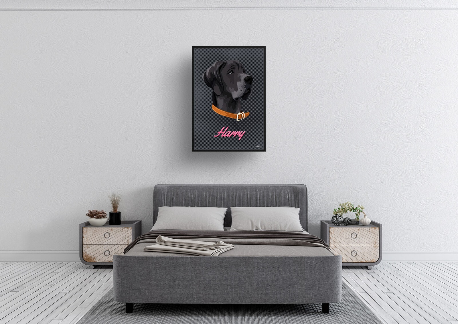 Bubblegum Custom Mid Century Retro Dog Portrait - Framed & Un-framed Pet illustration print from photo 4 Bubblegum Custom Mid Century Retro Dog Portrait - Framed & Un-framed Pet illustration print from photo - Image 3