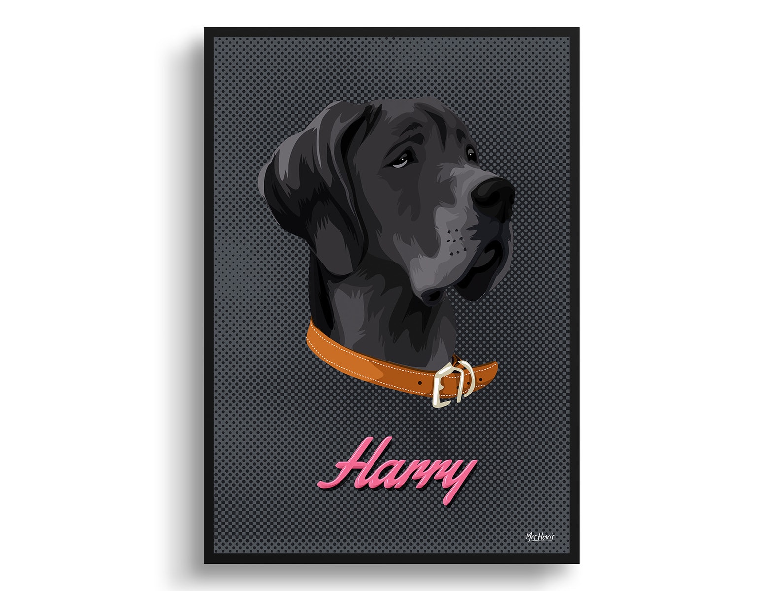 Bubblegum Custom Mid Century Retro Dog Portrait - Framed & Un-framed Pet illustration print from photo 2 Bubblegum Custom Mid Century Retro Dog Portrait - Framed & Un-framed Pet illustration print from photo