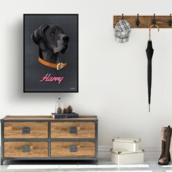 Bubblegum Custom Mid Century Retro Dog Portrait - Framed & Un-framed Pet illustration print from photo 14 retro pet portraits dog bubblegum print hall