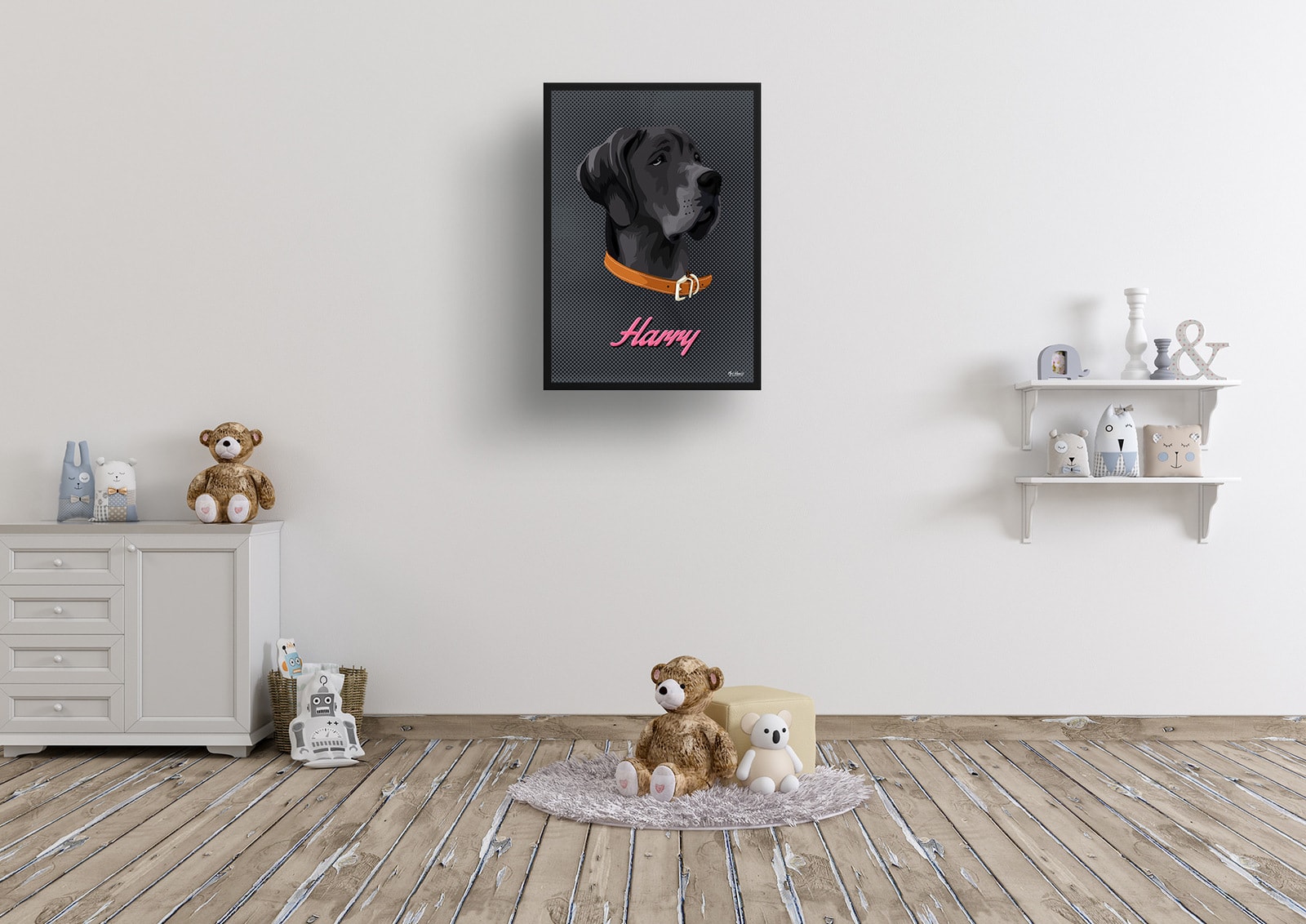 Bubblegum Custom Mid Century Retro Dog Portrait - Framed & Un-framed Pet illustration print from photo 7 Bubblegum Custom Mid Century Retro Dog Portrait - Framed & Un-framed Pet illustration print from photo - Image 6