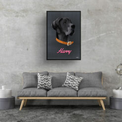 Bubblegum Custom Mid Century Retro Dog Portrait - Framed & Un-framed Pet illustration print from photo 16 retro pet portraits dog bubblegum print living room
