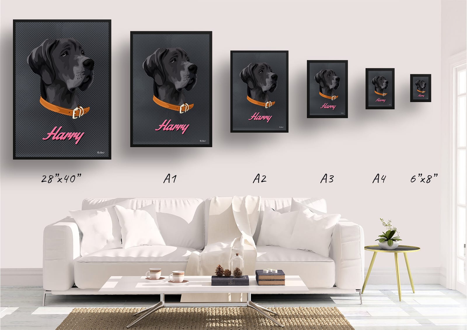 Bubblegum Custom Mid Century Retro Dog Portrait - Framed & Un-framed Pet illustration print from photo 10 Bubblegum Custom Mid Century Retro Dog Portrait - Framed & Un-framed Pet illustration print from photo - Image 9