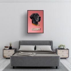 Decking Custom Mid Century Retro Dog Portrait - Framed & Un-framed Pet illustration print from photo 13 retro pet portraits dog decking print bedroom