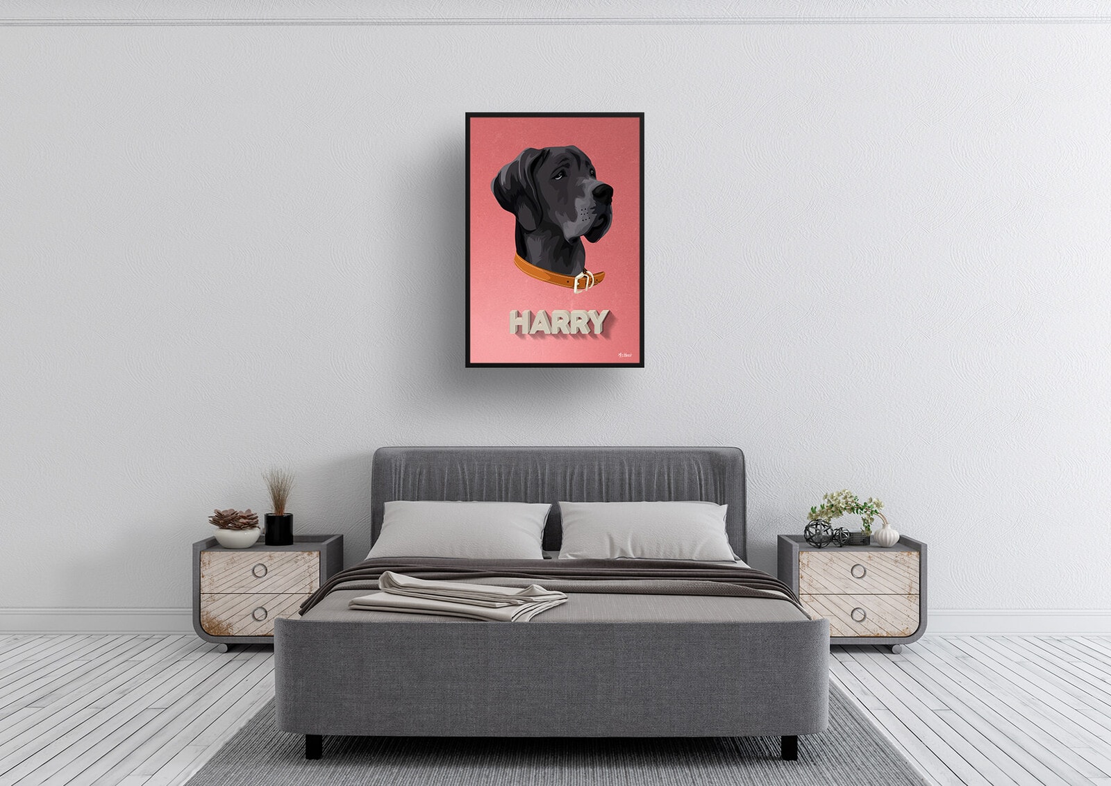 Decking Custom Mid Century Retro Dog Portrait - Framed & Un-framed Pet illustration print from photo 5 Decking Custom Mid Century Retro Dog Portrait - Framed & Un-framed Pet illustration print from photo - Image 3
