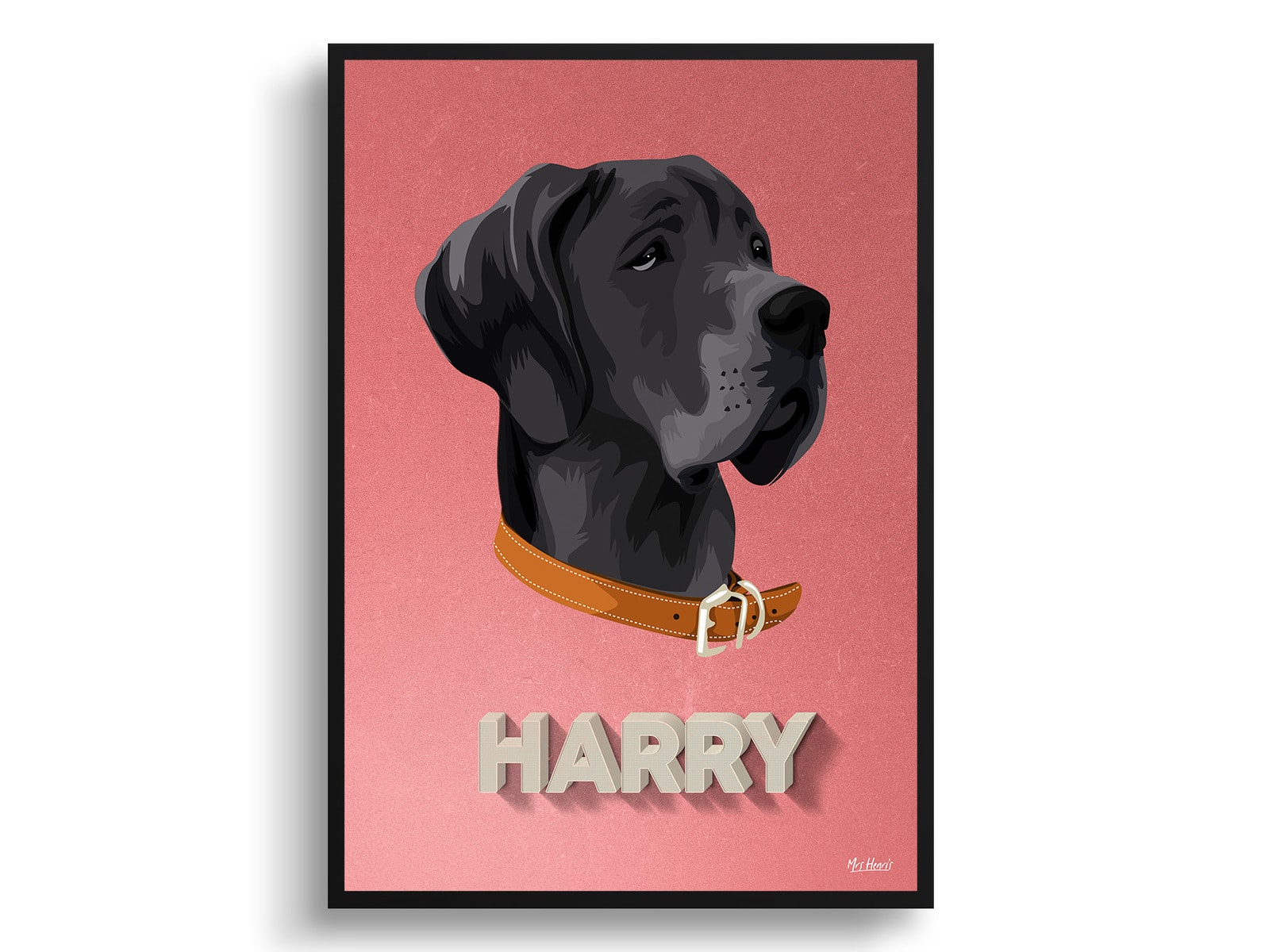 Decking Custom Mid Century Retro Dog Portrait - Framed & Un-framed Pet illustration print from photo 3 Decking Custom Mid Century Retro Dog Portrait - Framed & Un-framed Pet illustration print from photo