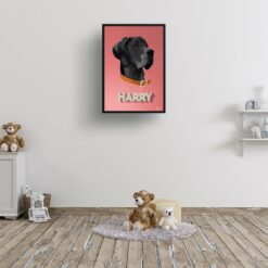 Decking Custom Mid Century Retro Dog Portrait - Framed & Un-framed Pet illustration print from photo 16 retro pet portraits dog decking print kids room