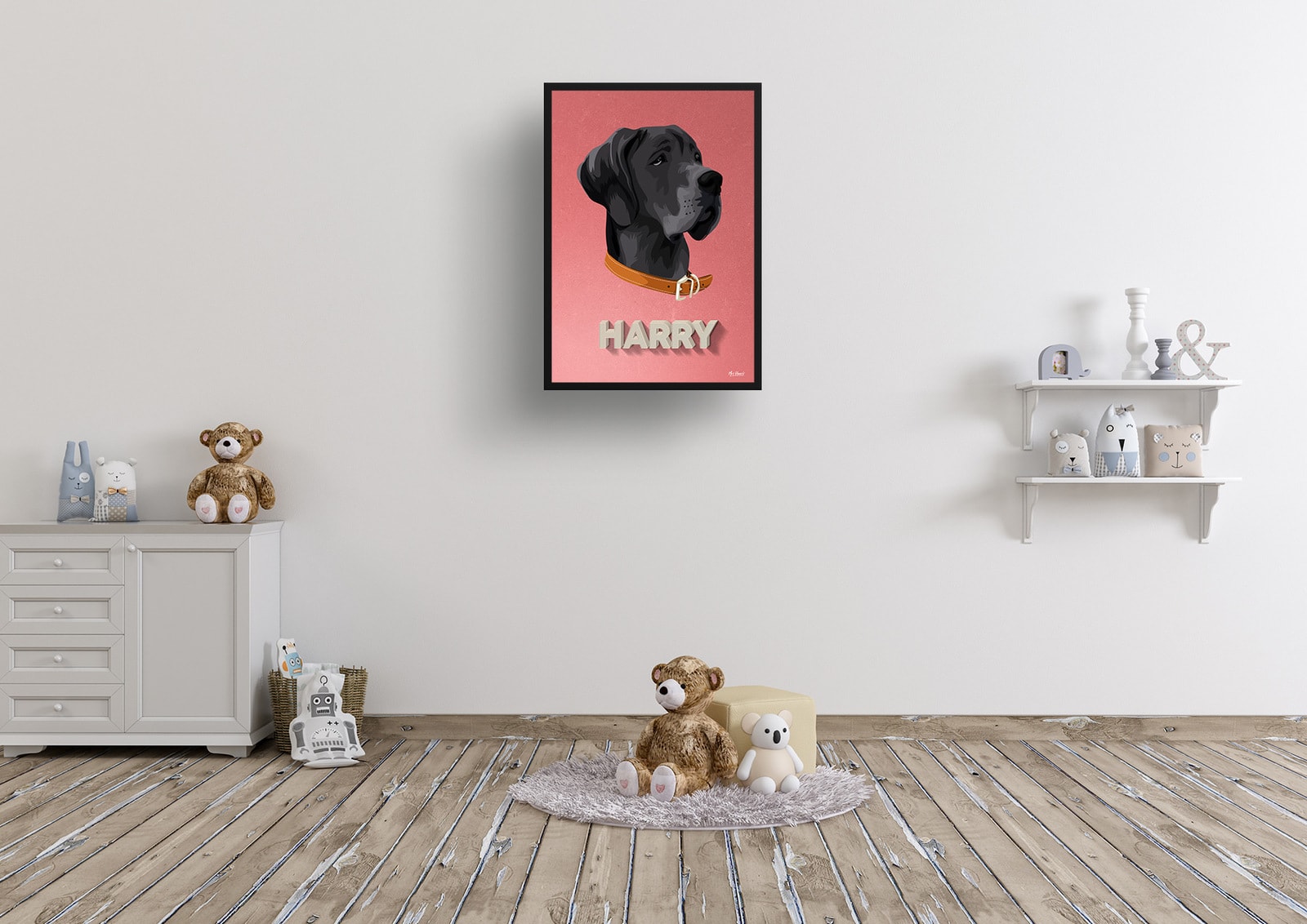 Decking Custom Mid Century Retro Dog Portrait - Framed & Un-framed Pet illustration print from photo 8 Decking Custom Mid Century Retro Dog Portrait - Framed & Un-framed Pet illustration print from photo - Image 6