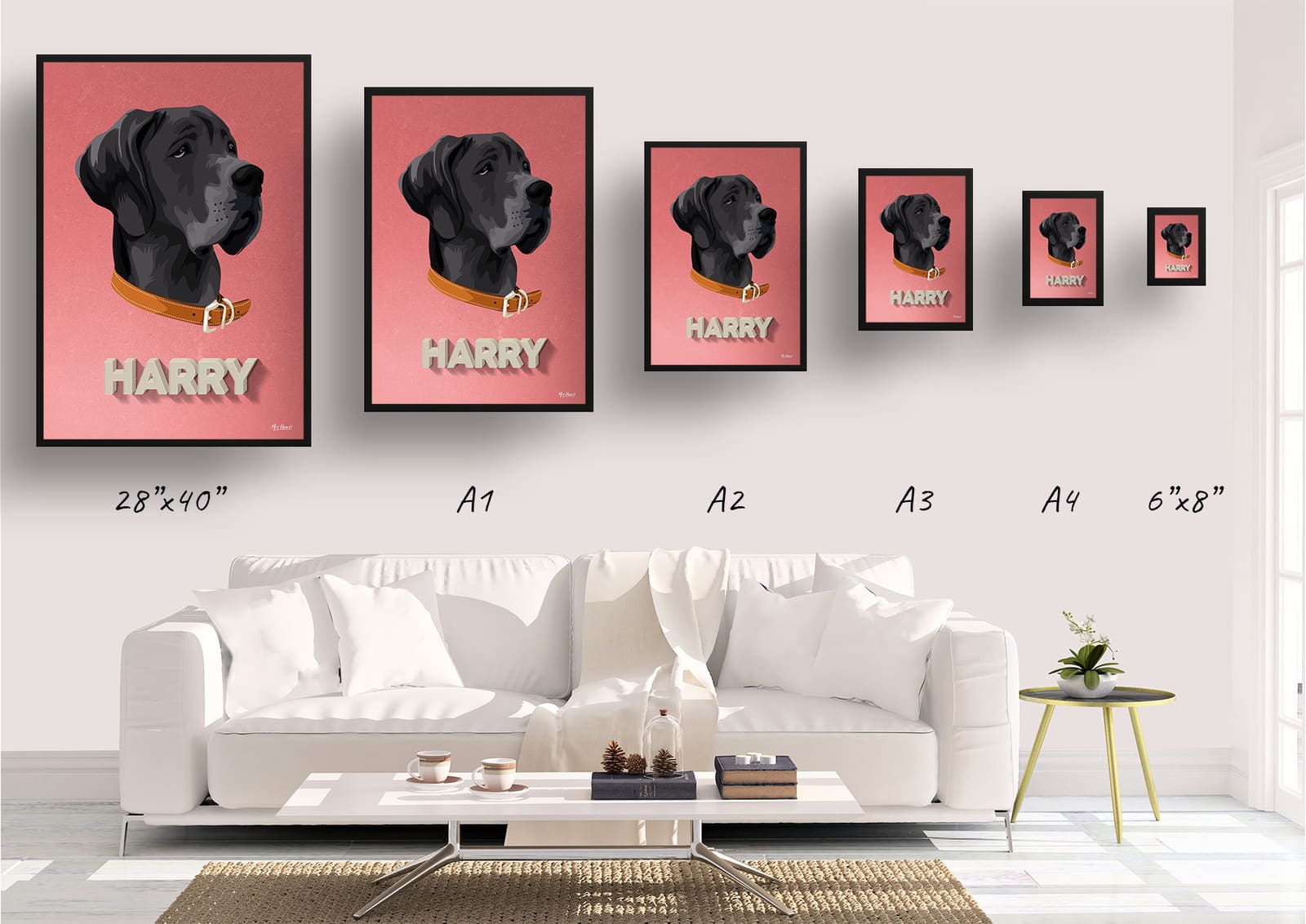Decking Custom Mid Century Retro Dog Portrait - Framed & Un-framed Pet illustration print from photo 11 Decking Custom Mid Century Retro Dog Portrait - Framed & Un-framed Pet illustration print from photo - Image 9