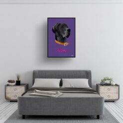 Deep Purple Custom Mid Century Retro Dog Portrait - Framed & Un-framed Pet illustration print from photo 13 retro pet portraits dog deep purple print bedroom