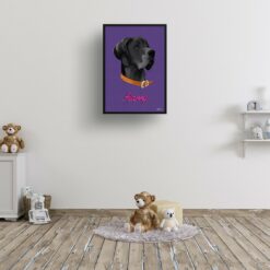 Deep Purple Custom Mid Century Retro Dog Portrait - Framed & Un-framed Pet illustration print from photo 16 retro pet portraits dog deep purple print kids room