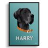 Mint Art Deco Custom Mid Century Retro Dog Portrait - Framed & Un-framed Pet illustration print from photo 1 retro pet portraits dog mint art deco print front view white