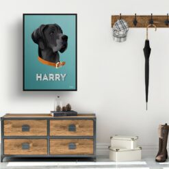 Mint Art Deco Custom Mid Century Retro Dog Portrait - Framed & Un-framed Pet illustration print from photo 15 retro pet portraits dog mint art deco print hall