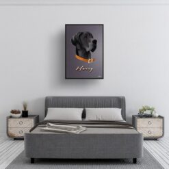 Night Script Custom Mid Century Retro Dog Portrait - Framed & Un-framed Pet illustration print from photo 13 retro pet portraits dog night script print bedroom