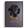 retro pet portraits dog night script print front view white