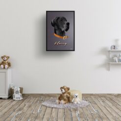 Night Script Custom Mid Century Retro Dog Portrait - Framed & Un-framed Pet illustration print from photo 16 retro pet portraits dog night script print kids room