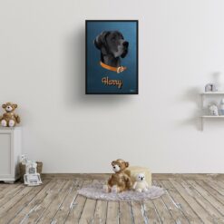 retro pet portraits dog rustic blue print kids room