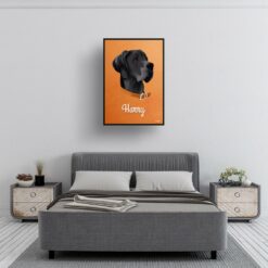Sand And Stone Custom Mid Century Retro Dog Portrait - Framed & Un-framed Pet illustration print from photo 13 retro pet portraits dog sand and stone print bedroom