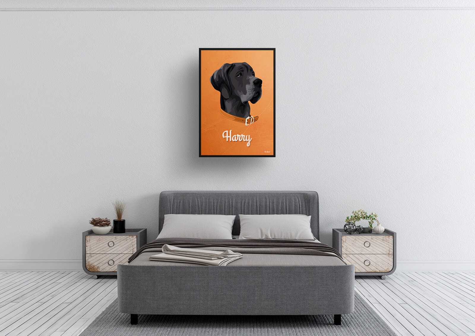 Sand And Stone Custom Mid Century Retro Dog Portrait - Framed & Un-framed Pet illustration print from photo 5 Sand And Stone Custom Mid Century Retro Dog Portrait - Framed & Un-framed Pet illustration print from photo - Image 3