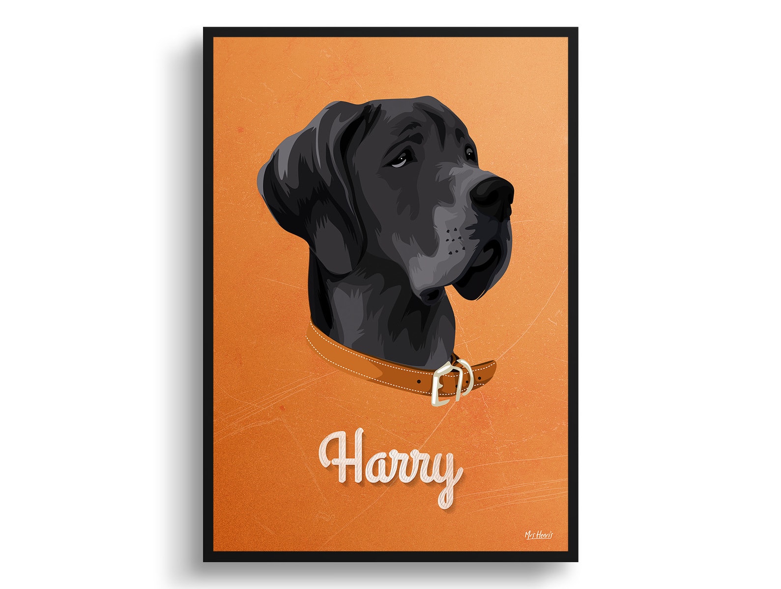 Sand And Stone Custom Mid Century Retro Dog Portrait - Framed & Un-framed Pet illustration print from photo 3 Sand And Stone Custom Mid Century Retro Dog Portrait - Framed & Un-framed Pet illustration print from photo