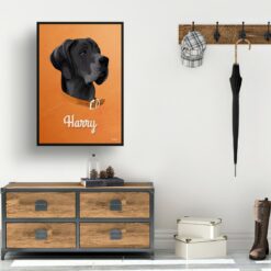 Sand And Stone Custom Mid Century Retro Dog Portrait - Framed & Un-framed Pet illustration print from photo 15 retro pet portraits dog sand and stone print hall