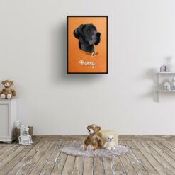 Sand And Stone Custom Mid Century Retro Dog Portrait - Framed & Un-framed Pet illustration print from photo 16 retro pet portraits dog sand and stone print kids room