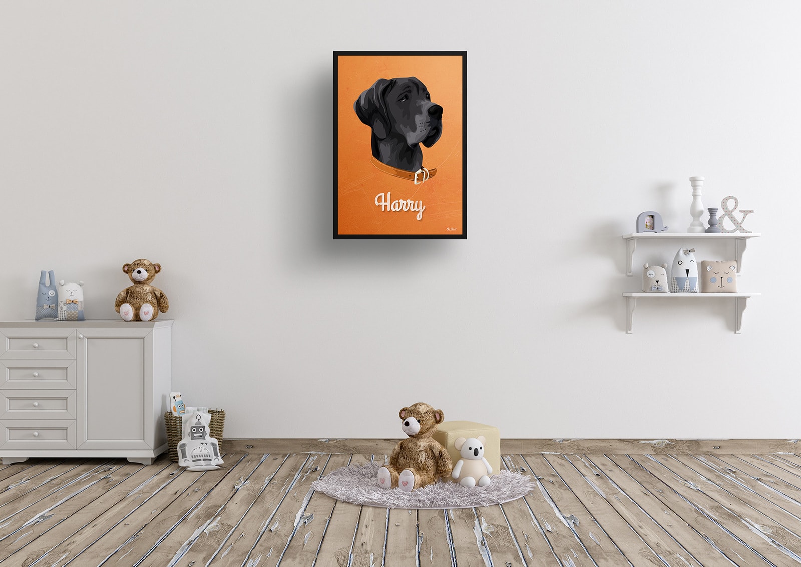 Sand And Stone Custom Mid Century Retro Dog Portrait - Framed & Un-framed Pet illustration print from photo 8 Sand And Stone Custom Mid Century Retro Dog Portrait - Framed & Un-framed Pet illustration print from photo - Image 6