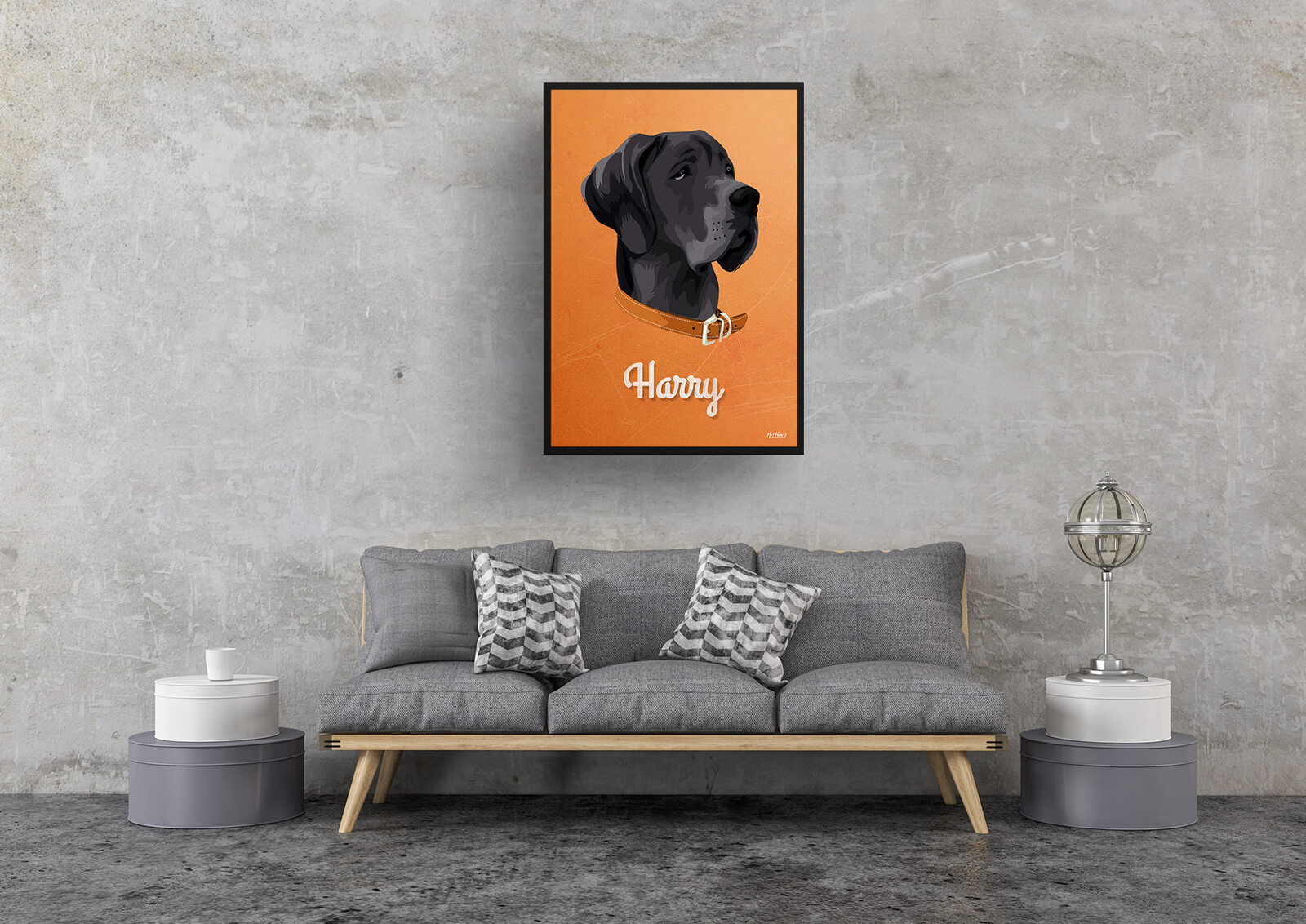 Sand And Stone Custom Mid Century Retro Dog Portrait - Framed & Un-framed Pet illustration print from photo 9 Sand And Stone Custom Mid Century Retro Dog Portrait - Framed & Un-framed Pet illustration print from photo - Image 7