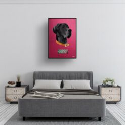 Vintage Teal Custom Mid Century Retro Dog Portrait - Framed & Un-framed Pet illustration print from photo 12 retro pet portraits dog vintage teal print bedroom