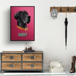 Vintage Teal Custom Mid Century Retro Dog Portrait - Framed & Un-framed Pet illustration print from photo 14 retro pet portraits dog vintage teal print hall