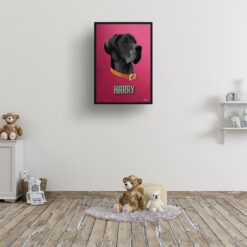Vintage Teal Custom Mid Century Retro Dog Portrait - Framed & Un-framed Pet illustration print from photo 15 retro pet portraits dog vintage teal print kids room