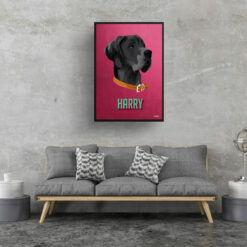 Vintage Teal Custom Mid Century Retro Dog Portrait - Framed & Un-framed Pet illustration print from photo 16 retro pet portraits dog vintage teal print living room