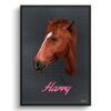 Bubblegum Custom Mid Century Retro Horse Portrait - Framed & Un-framed Pet illustration print from photo 2 retro pet portraits horse bubblegum print front view white