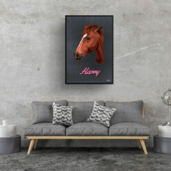 retro pet portraits horse bubblegum print living room