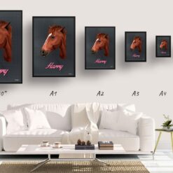 retro pet portraits horse bubblegum print size comparison