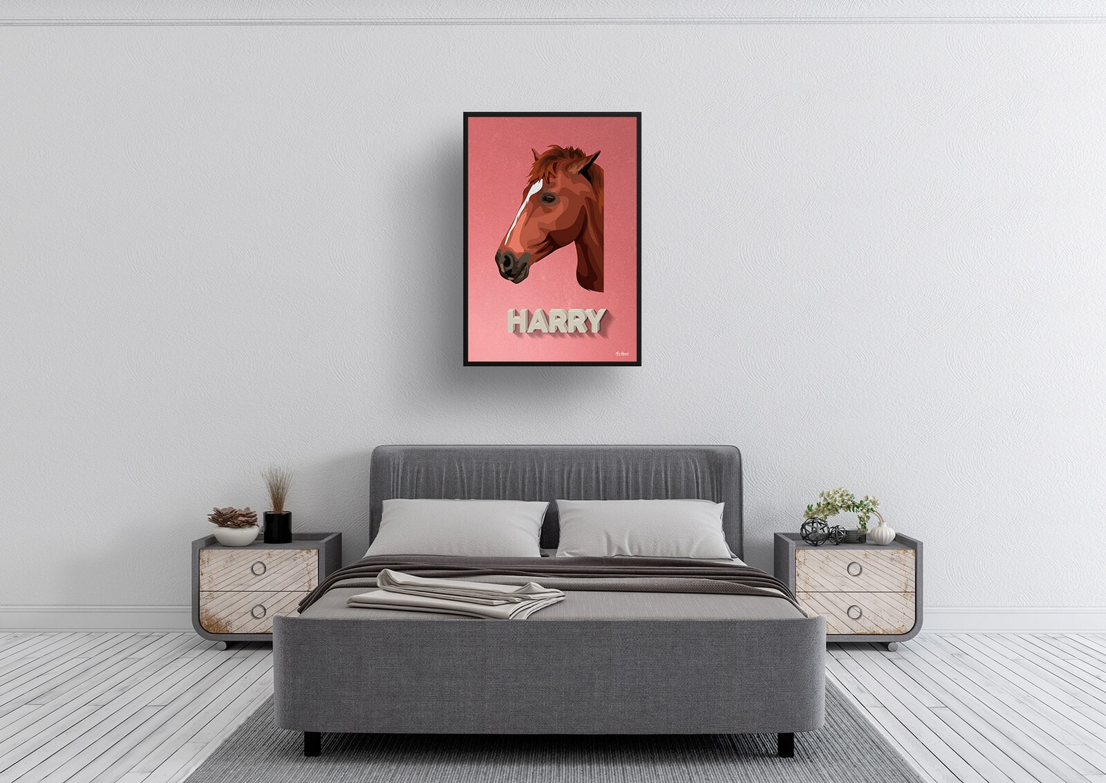 Decking Custom Mid Century Retro Horse Portrait - Framed & Un-framed Pet illustration print from photo 5 Decking Custom Mid Century Retro Horse Portrait - Framed & Un-framed Pet illustration print from photo - Image 3