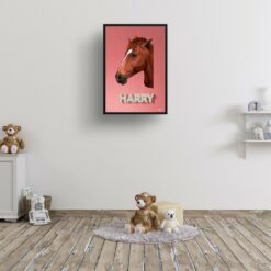 Decking Custom Mid Century Retro Horse Portrait - Framed & Un-framed Pet illustration print from photo 16 retro pet portraits horse decking print kids room