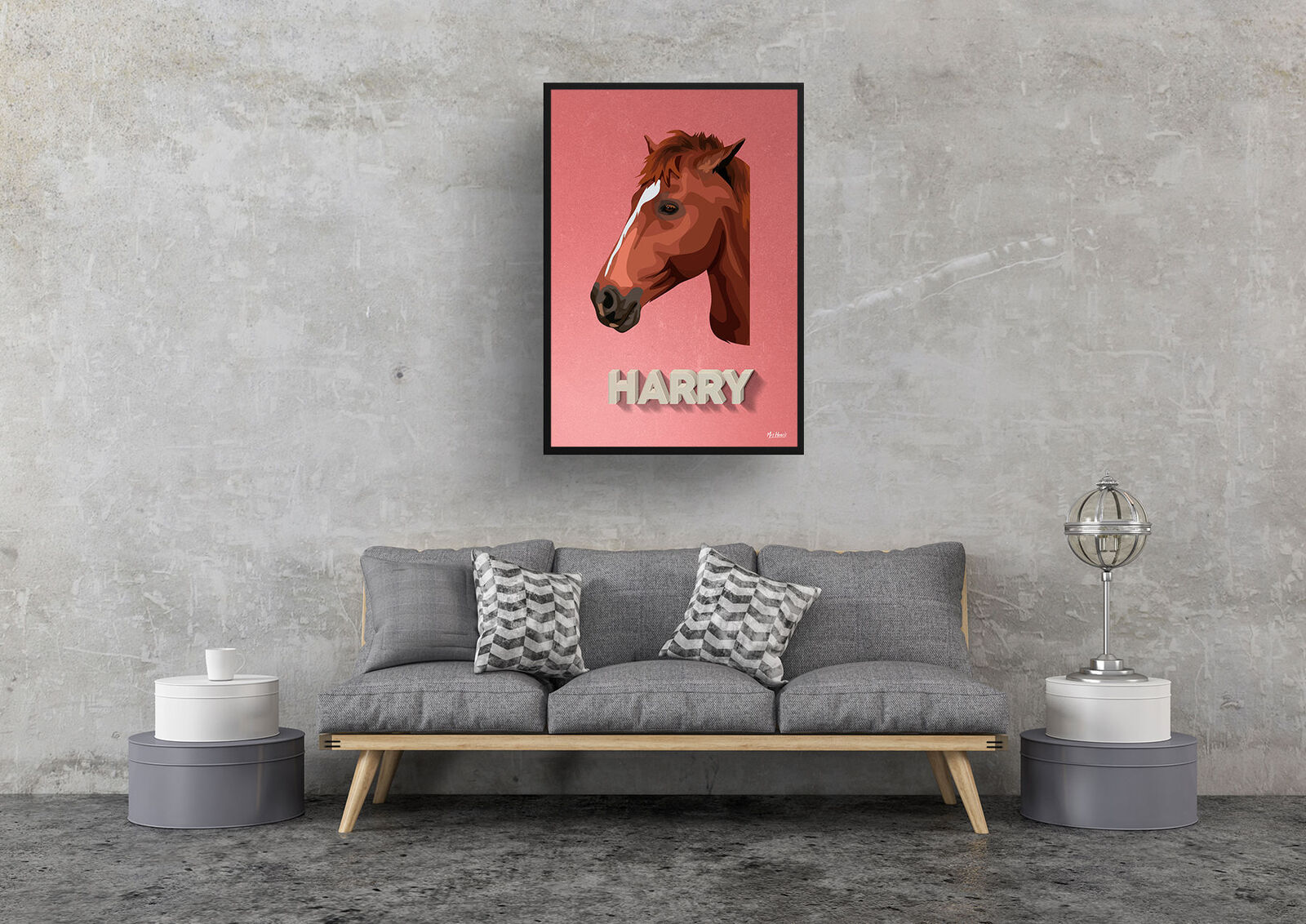 Decking Custom Mid Century Retro Horse Portrait - Framed & Un-framed Pet illustration print from photo 9 Decking Custom Mid Century Retro Horse Portrait - Framed & Un-framed Pet illustration print from photo - Image 7
