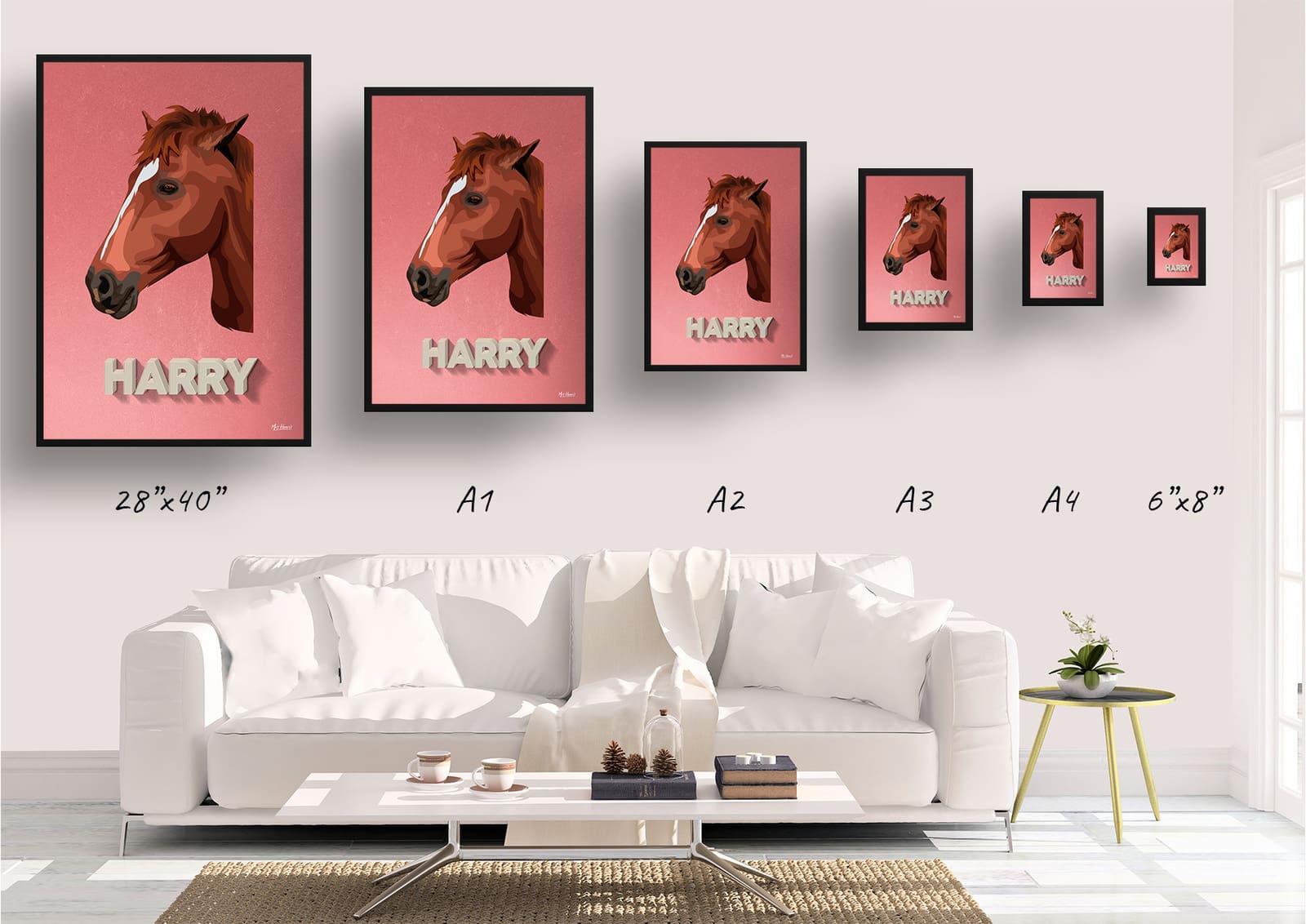 Decking Custom Mid Century Retro Horse Portrait - Framed & Un-framed Pet illustration print from photo 11 Decking Custom Mid Century Retro Horse Portrait - Framed & Un-framed Pet illustration print from photo - Image 9