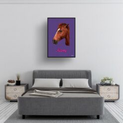 Deep Purple Custom Mid Century Retro Horse Portrait - Framed & Un-framed Pet illustration print from photo 13 retro pet portraits horse deep purple print bedroom