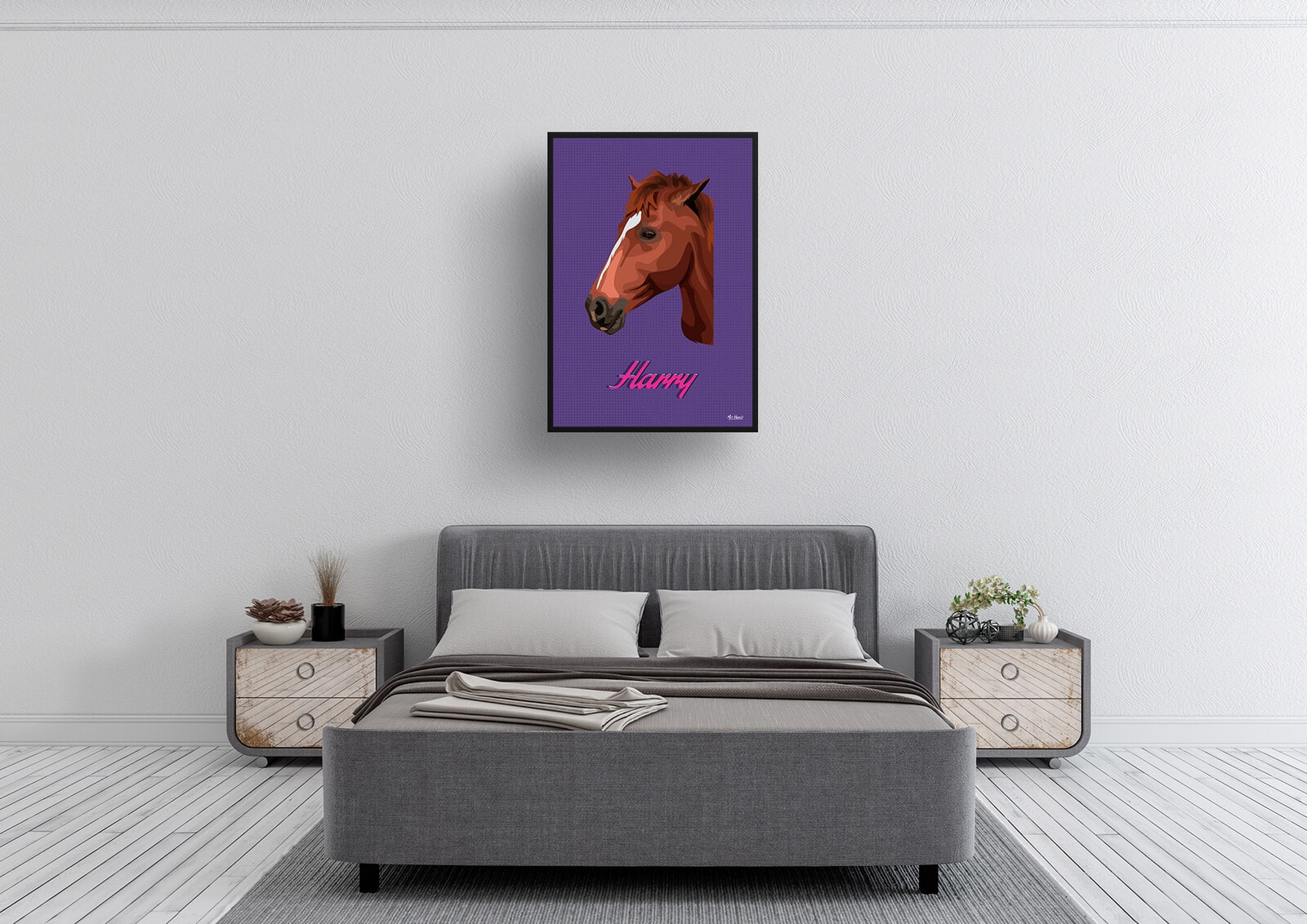 Deep Purple Custom Mid Century Retro Horse Portrait - Framed & Un-framed Pet illustration print from photo 5 Deep Purple Custom Mid Century Retro Horse Portrait - Framed & Un-framed Pet illustration print from photo - Image 3