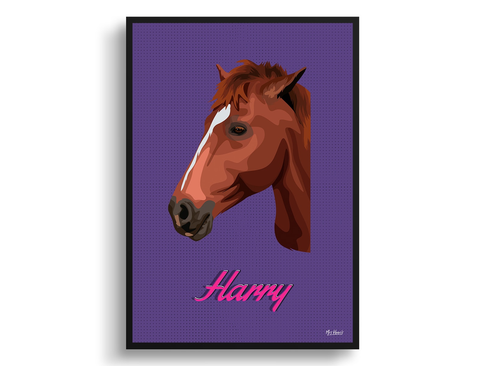 Deep Purple Custom Mid Century Retro Horse Portrait - Framed & Un-framed Pet illustration print from photo 3 Deep Purple Custom Mid Century Retro Horse Portrait - Framed & Un-framed Pet illustration print from photo