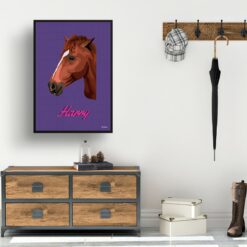 Deep Purple Custom Mid Century Retro Horse Portrait - Framed & Un-framed Pet illustration print from photo 15 retro pet portraits horse deep purple print hall