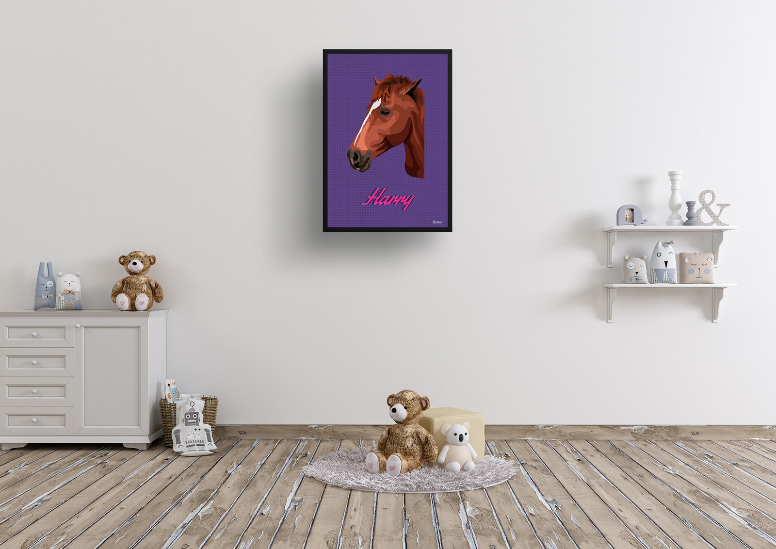 Deep Purple Custom Mid Century Retro Horse Portrait - Framed & Un-framed Pet illustration print from photo 8 Deep Purple Custom Mid Century Retro Horse Portrait - Framed & Un-framed Pet illustration print from photo - Image 6