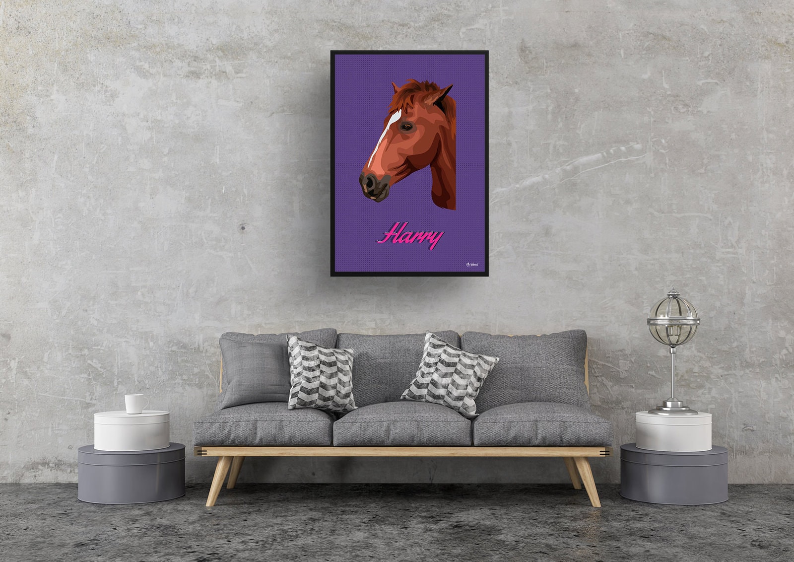 Deep Purple Custom Mid Century Retro Horse Portrait - Framed & Un-framed Pet illustration print from photo 9 Deep Purple Custom Mid Century Retro Horse Portrait - Framed & Un-framed Pet illustration print from photo - Image 7