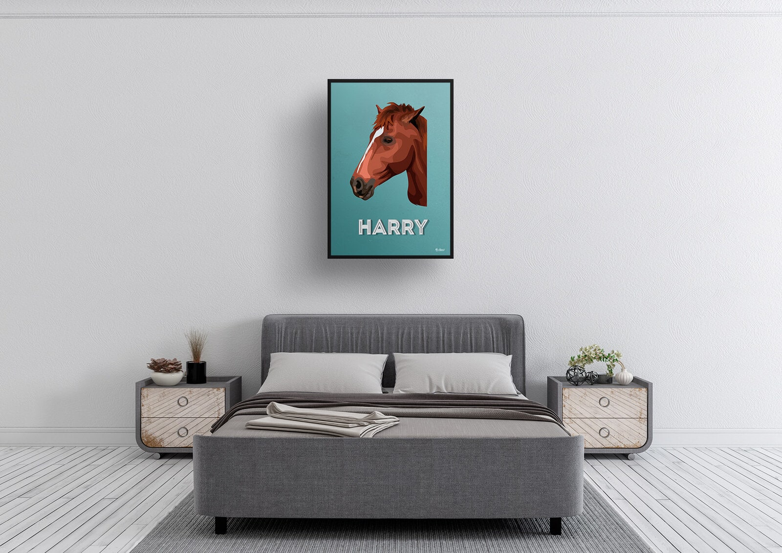 Mint Art Deco Custom Mid Century Retro Horse Portrait - Framed & Un-framed Pet illustration print from photo 5 Mint Art Deco Custom Mid Century Retro Horse Portrait - Framed & Un-framed Pet illustration print from photo - Image 3