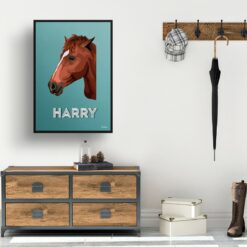 Mint Art Deco Custom Mid Century Retro Horse Portrait - Framed & Un-framed Pet illustration print from photo 15 retro pet portraits horse mint art deco print hall