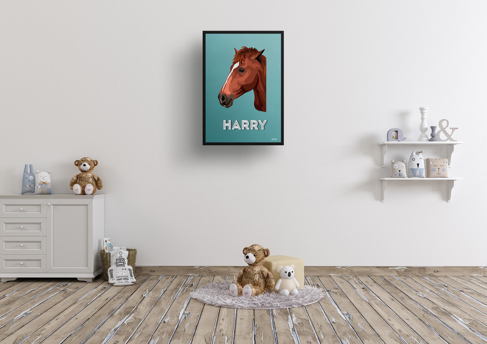 Mint Art Deco Custom Mid Century Retro Horse Portrait - Framed & Un-framed Pet illustration print from photo 8 Mint Art Deco Custom Mid Century Retro Horse Portrait - Framed & Un-framed Pet illustration print from photo - Image 6