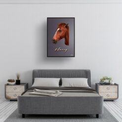Night Script Custom Mid Century Retro Horse Portrait - Framed & Un-framed Pet illustration print from photo 13 retro pet portraits horse night script print bedroom