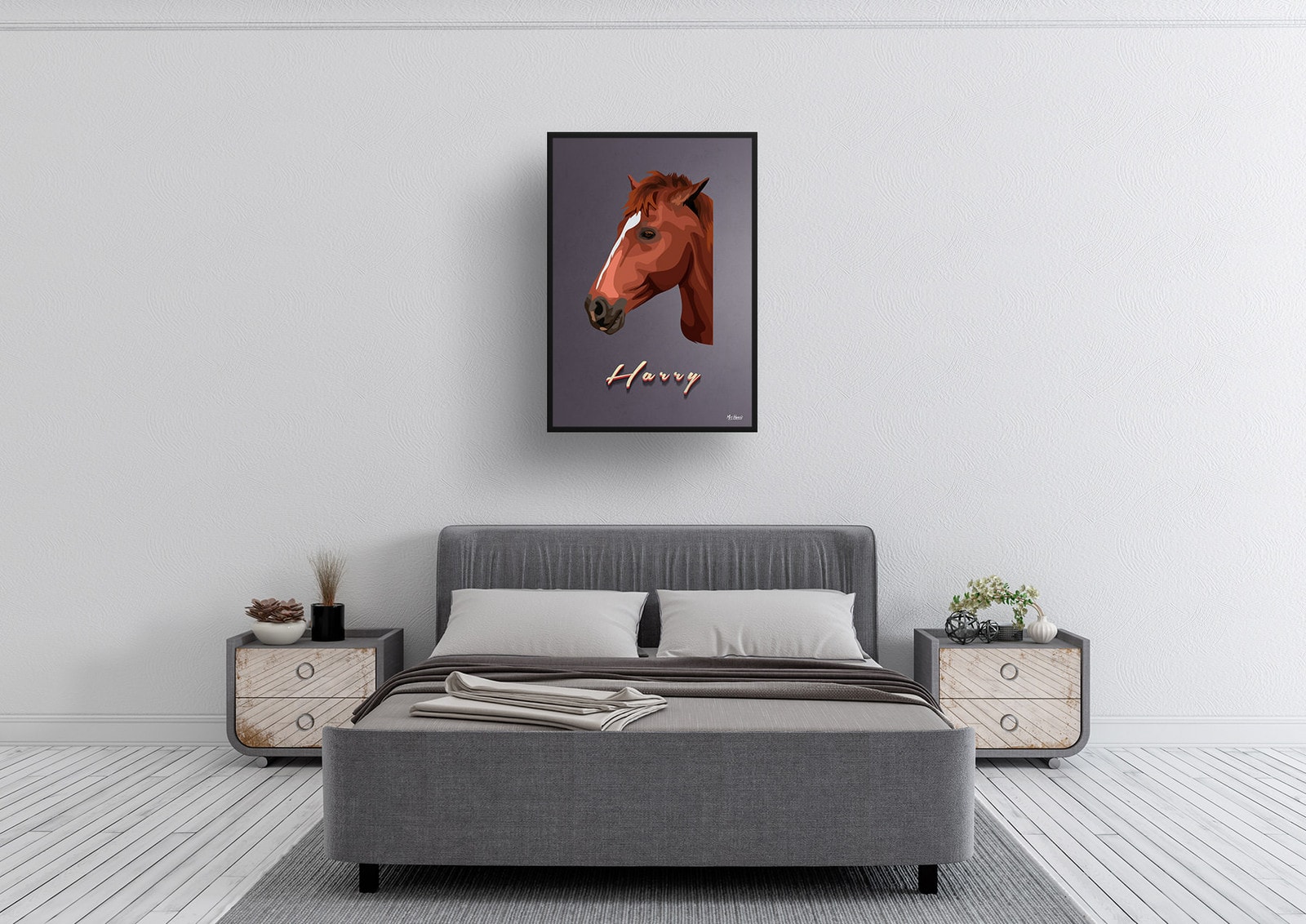 Night Script Custom Mid Century Retro Horse Portrait - Framed & Un-framed Pet illustration print from photo 5 Night Script Custom Mid Century Retro Horse Portrait - Framed & Un-framed Pet illustration print from photo - Image 3